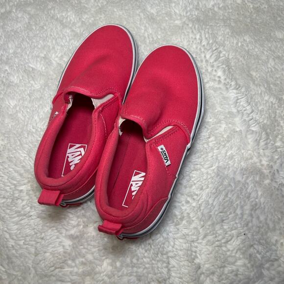 Size 3 - VANS Girls Asher Low Slip On Pink Girly Preppy Skater Girl Casual - Picture 4 of 7